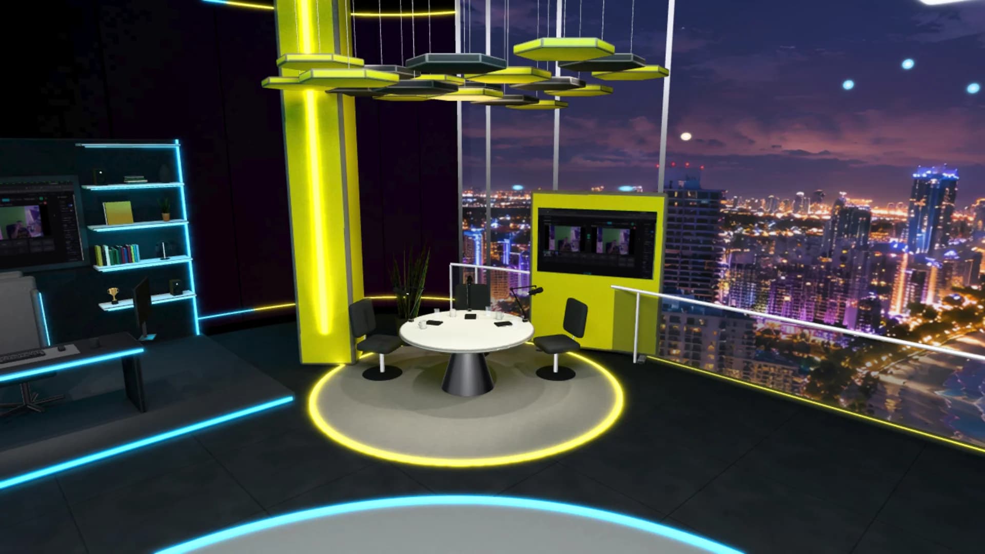 The default 3D studio set rendered as your viewers see it